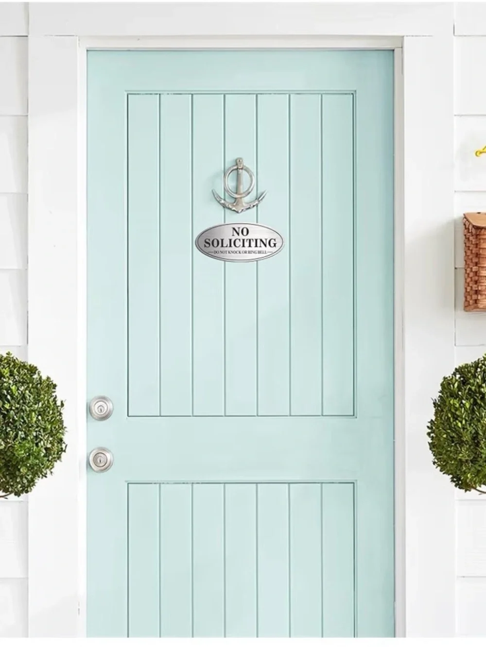 No Soliciting Oval Door Sign Sticker - Silver